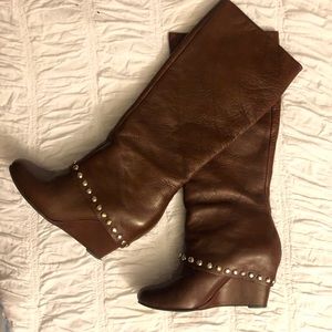 BCBG leather studded boots